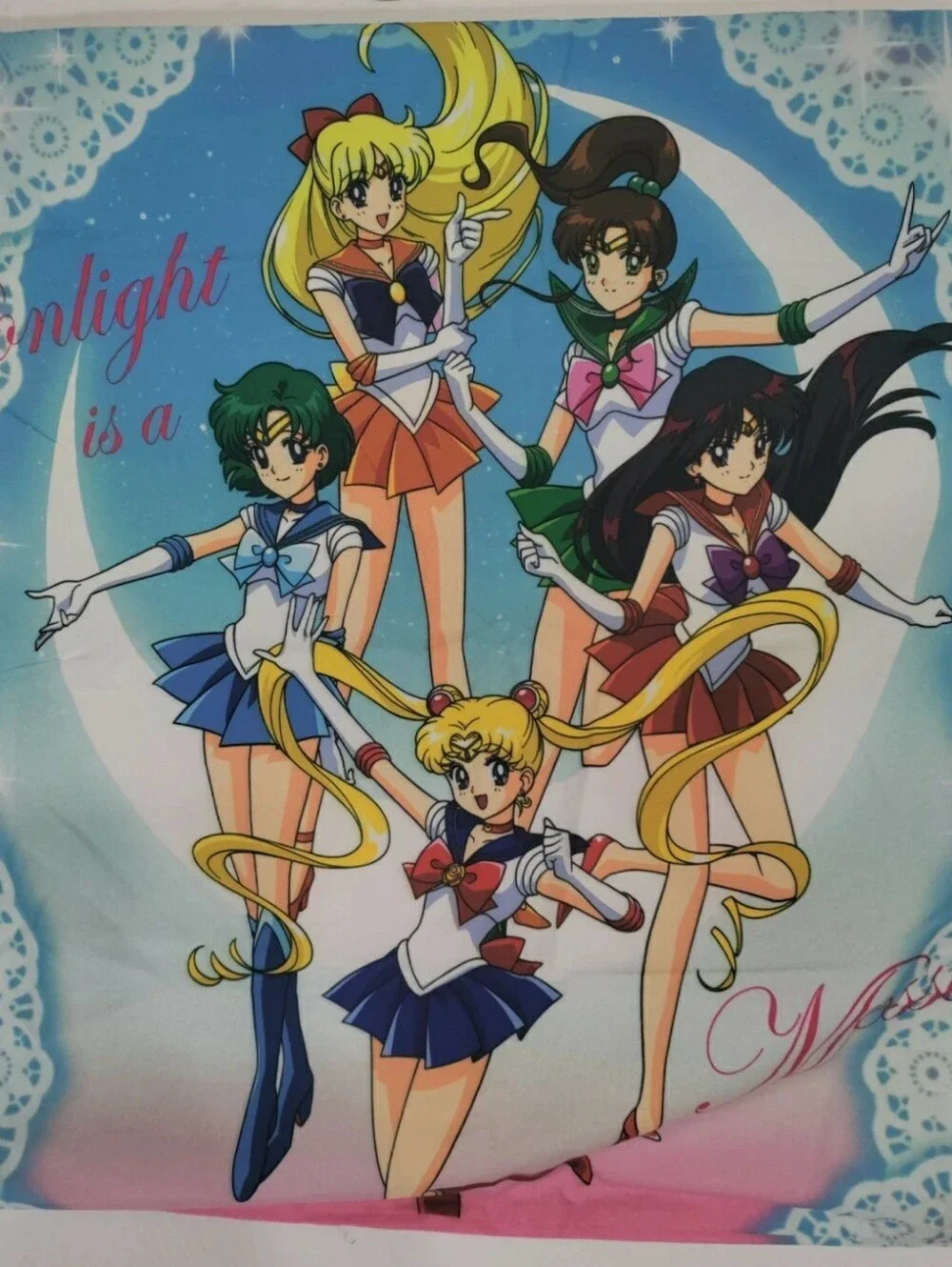 Sailor Moon Scouts Moon Stick Pillowcase Set 2017 90s-style anime New Open Box